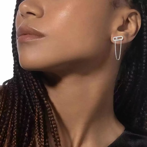 Cartier Asymmetric Diamond Earrings 18K Gold, Diamond 까르띠에 비대칭 다이아몬드 귀걸이 18K 골드, 다이아몬드