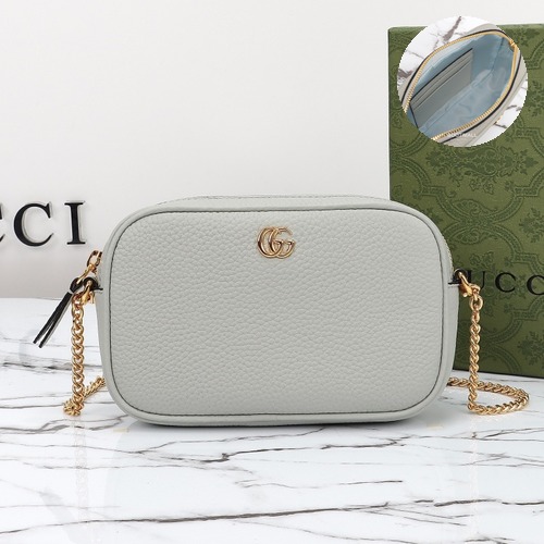Gucci Mini Crossbody Leather Gray Crossbody Bag 구찌 미니 크로스바디 가죽 그레이 크로스백 18.5cm