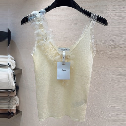 Dior Asymmetric Strap Cami Merino Wool Black Camisole 디올 비대칭 스트랩 캐미솔 메리노 울 블랙