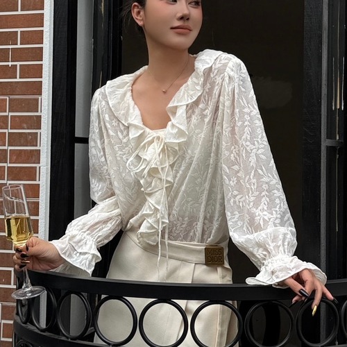 Dior Jacquard Ruffle Top Jacquard Fabric Not stated 디올 자카드 러플 탑 자카드 