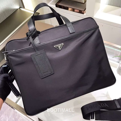 Prada Briefcase Backpack Nylon, Saffiano Leather Black 프라다 2VE015 멀티 브리프케이스 백팩 나일론, 사피아노 레더 블랙 40cm
