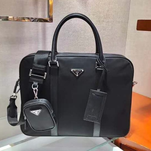 Prada Briefcase Saffiano Leather, Nylon Black 프라다 2VE871 브리프케이스 사피아노 레더, 나일론 블랙 36cm