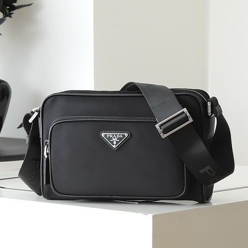 Prada Shoulder Bag Saffiano Leather, Nylon Black 프라다 2VH190 숄더백 사피아노 레더, 나일론 블랙 24cm