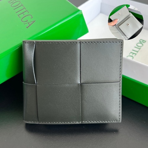 Bottega Veneta Intrecciato Bifold Calfskin Leather Gray Bifold Wallet 보테가 베네타 인트레치아토 반지갑 카프스킨 레더 다크그레이/그레이 11cm
