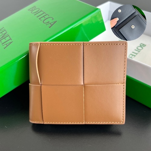 Bottega Veneta Intrecciato Bifold Calfskin Leather Gray Bifold Wallet 보테가 베네타 인트레치아토 반지갑 카프스킨 레더 브라운 11cm
