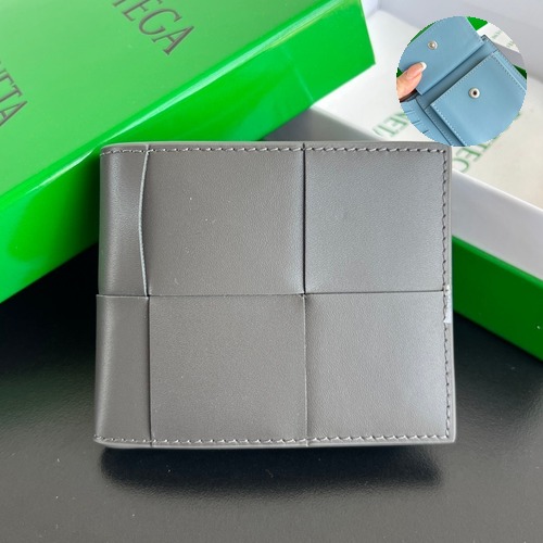 Bottega Veneta Intrecciato Bifold Calfskin Leather Gray Bifold Wallet 보테가 베네타 인트레치아토 반지갑 카프스킨 레더 그레이 11cm