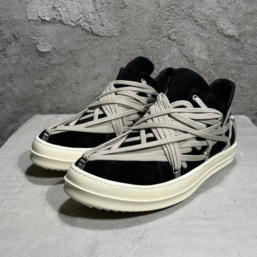Rick Owens Lace-Up Low Sneakers Suede Cowhide Black 릭오웬스 레이스업 로우 스니커즈 스웨이드 소가죽 블랙