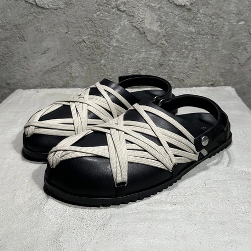Rick Owens Strappy Sandals Grained Calfskin Leather Black 릭오웬스 스트랩 샌들 그레인 카프스킨 레더 블랙