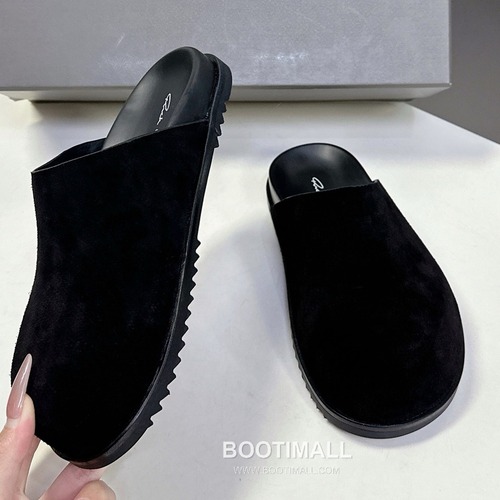 Rick Owens Suede Slide Sandals Suede Calfskin Black 릭오웬스 스웨이드 슬라이드 샌들 스웨이드 송아지가죽 블랙