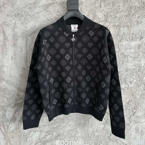 Casablanca Heart Zip Jacket Viscose, Polyester, Rayon, Elastane Black 카사블랑카 하트 지퍼 자켓 비스코스, 폴리에스터, 레이온, 엘라스테인 블랙