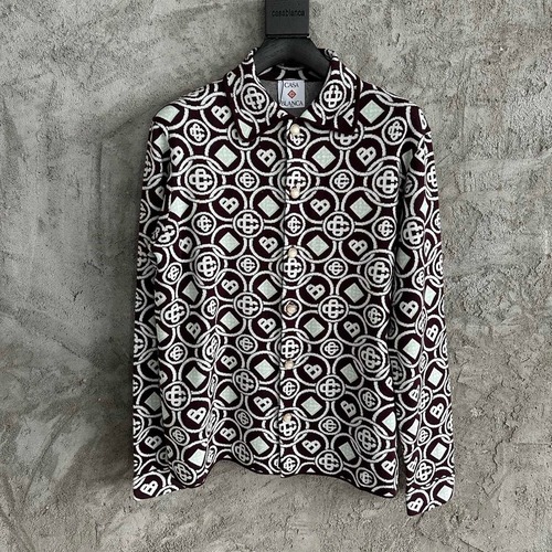 Casablanca Round Logo Knit Cotton Burgundy Knit Sweater 카사블랑카 라운드 로고 니트 코튼 버건디 니트 스웨터