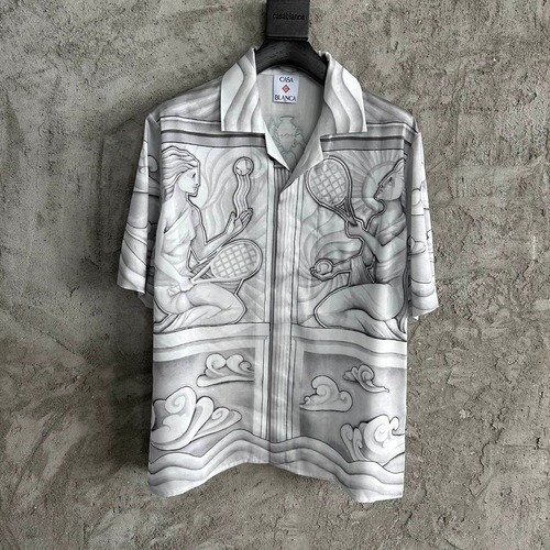 Casablanca Column Print Shirt Silk Grey 카사블랑카 로마 기둥 프린트 셔츠 실크 그레이