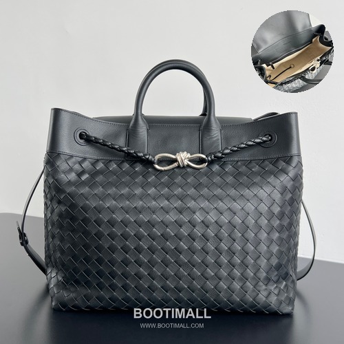 Bottega Veneta Andiamo Intrecciato Tote Smooth Leather 보테가 베네타 안디아모 인트레치아토 토트 스무스 레더 블랙 토트백 43cm