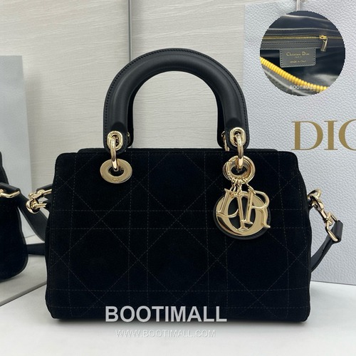 Dior Lady Small Leather Suede Brown Top Handle Bag 디올 레이디 스몰 가죽 스웨이드 브라운 토트백 25cm