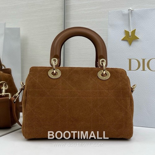 Dior Lady Small Leather Suede Brown Top Handle Bag 디올 레이디 스몰 가죽 스웨이드 브라운 토트백 25cm
