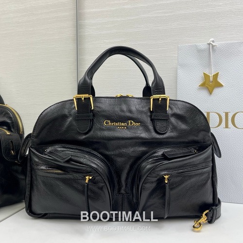 Dior Grand Tour Bowling Pleated Cowhide Leather Black Shoulder Bag 디올 그랑 투르 볼링 플리츠 소가죽 블랙 숄더백 36cm