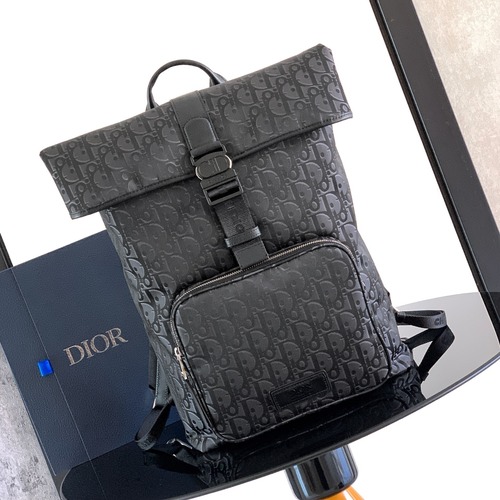 Dior Trek Oblique Roll-Top Oblique Nylon Black Backpack 디올 트렉 오블리크 롤탑 1DTBA245DOL 오블리크 나일론 블랙 백팩 41cm