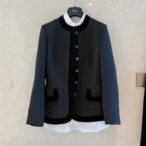 Dior Velvet Trim Tailored Jacket Silk Velvet Blend 디올 벨벳 트림 테일러드 자켓 실크 벨벳 블렌드