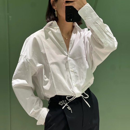 Prada Drawstring Detail Shirt White 프라다 드로스트링 디테일 셔츠 화이트
