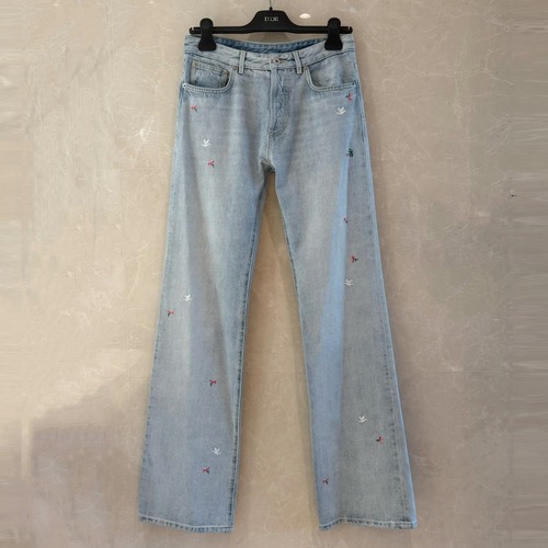 Dior Spring Floral Denim Denim Light Blue Pants 디올 스프링 플로럴 데님 데님 라이트 블루 팬츠