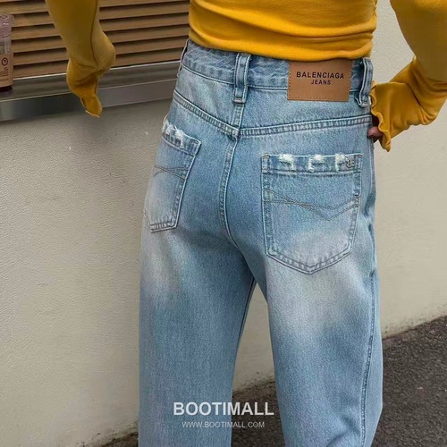 Burberry Logo Embroidered Wide Leg Denim Cotton Denim Pants 버버리 로고 자수 와이드 레그 데님 코튼 데님 팬츠