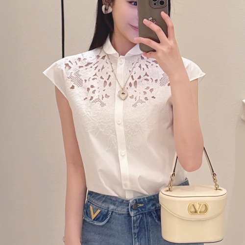 Valentino 발렌티노 Valen Lace Shirt Cotton White 발렌 레이스 셔츠 코튼 화이트