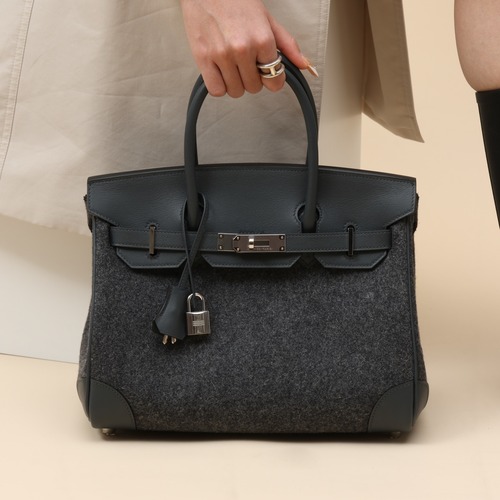 Hermes Birkin 30 Swift Felt Swift Calfskin and Felt Gray Top Handle Bag 에르메스 버킨 30 스위프트 펠트 스위프트 송아지가죽과 펠트 그레이 탑핸들백 30cm
