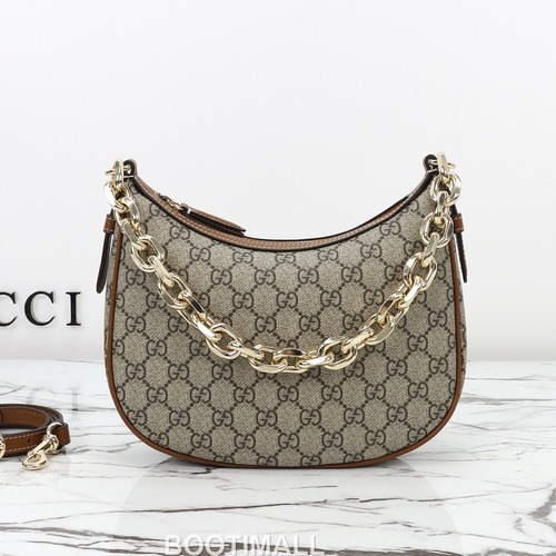 Gucci GG Canvas Hobo GG Canvas and Calfskin Beige Shoulder Bag 구찌 GG 캔버스 호보 GG 캔버스 카프스킨 베이지 숄더백 25.5cm