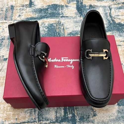 Salvatore Ferragamo Metal Buckle Calfskin Derby Calfskin Leather Dress Shoes 페레가모 메탈 버클 송아지가죽 더비 송아지가죽 드레스 슈즈