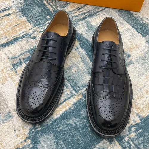 Louis Vuitton Hand-Dyed Calfskin Derby Calfskin Leather Black Dress Shoes 루이비통 핸드다이드 송아지가죽 더비 송아지가죽 블랙 드레스 슈즈