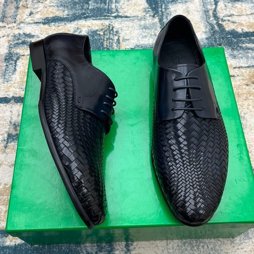 Bottega Veneta Intrecciato Calfskin Derby Calfskin Leather Black Dress Shoes 보테가 베네타 인트레치아토 송아지가죽 더비 송아지가죽 블랙 드레스 슈즈
