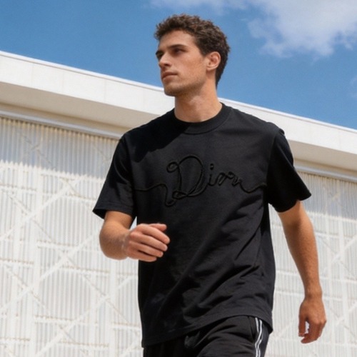Dior Wave Embroidery Tee Black T-Shirt 디올 웨이브 자수 티 블랙 반팔 티셔츠