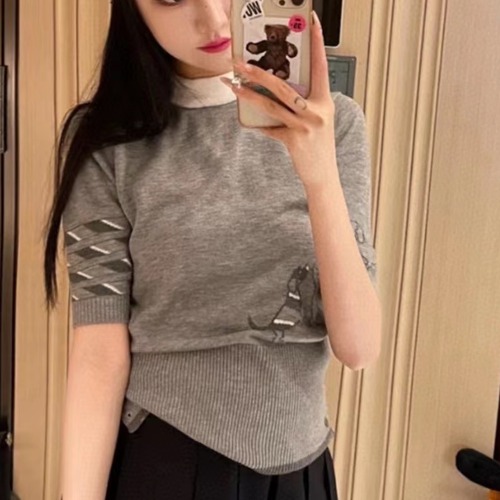 Thom Browne Camo Dog Knit Tee Gray T-Shirt 톰브라운 카모 도그 니트 티 그레이 티셔츠