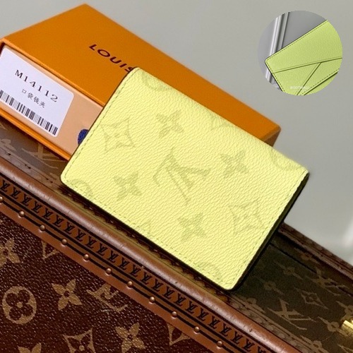 Louis Vuitton Pocket Organizer Monogram Taiga Canvas and Leather Yellow Card Holder 루이비통 포켓 오거나이저 모노그램 타이가 캔버스 레더 옐로우 카드홀더 11.1cm