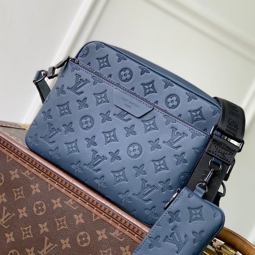 Louis Vuitton Trio Monogram Shadow Cowhide Leather Blue Long Wallet 루이비통 트리오 모노그램 섀도우 소가죽 블루 장지갑 25cm