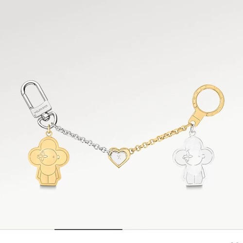 Louis Vuitton Vivienne BFF LV Circle Twinkling Metal Silver Bag Charm Key Holder 루이비통 비비엔 BFF LV 서클 트윙클링 메탈 실버 백참 키홀더