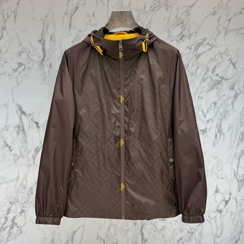 Fendi FF Jacquard Hooded Black Windbreaker 펜디 FF 자카드 후드 블랙 바람막이