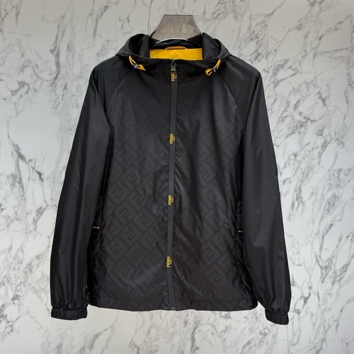Fendi FF Jacquard Hooded Black Windbreaker 펜디 FF 자카드 후드 블랙 바람막이