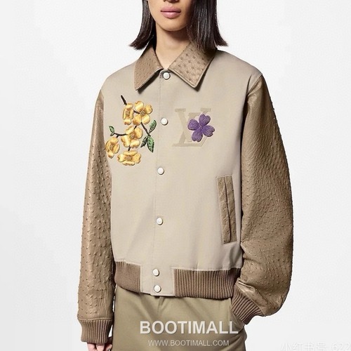 Louis Vuitton Ostrich Leather Embroidered Outerwear Brown Jacket 루이비통 오스트리치 가죽 자수 아우터 브라운 자켓