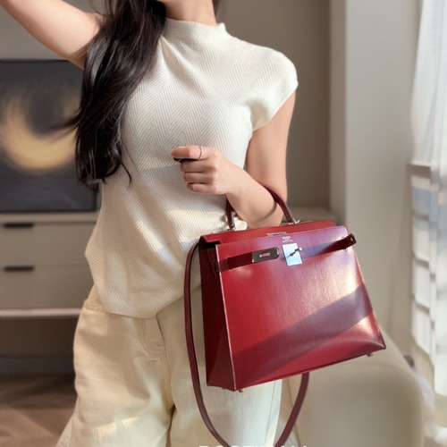Hermes Kelly 28 Box Calf Red Top Handle Bag 에르메스 켈리 28 박스 카프 레드 탑핸들백 28cm