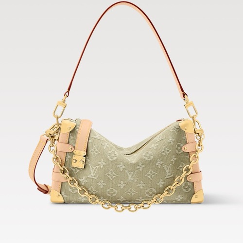 Louis Vuitton Denim Rendez-Vous Side Trunk East-West Green Top Handle Bag 루이비통 데님 랑데부 사이드 트렁크 이스트-웨스트 그린 탑핸들백 28cm