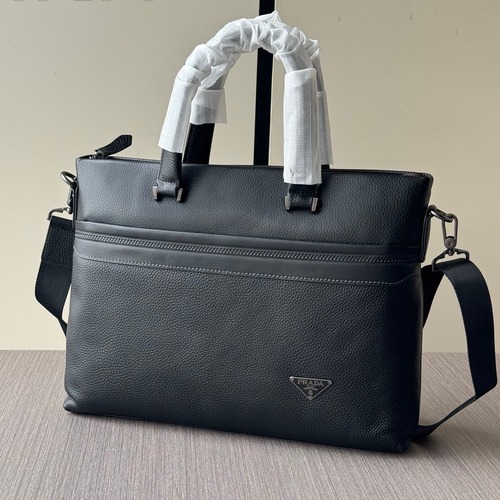 Prada 9900-1A Pebbled Briefcase Italian Calfskin Black 프라다 9900-1A 페블 브리프케이스 이탈리아 카프스킨 블랙 38cm