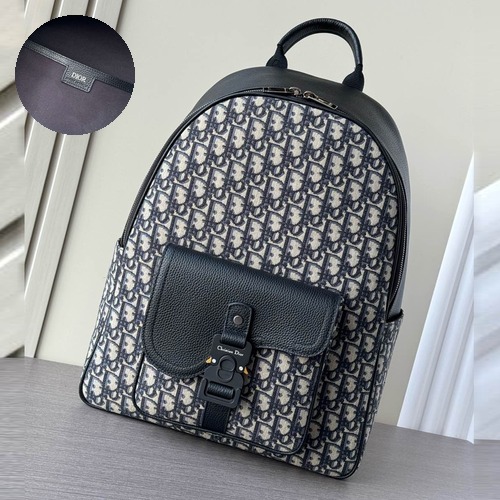 Dior Saddle Zipped Oblique Cotton Tech Fabric Grained Cowhide Beige Backpack 디올 새들 지퍼드 오블리크 코튼 테크 패브릭 그레인드 소가죽 베이지 백팩 43.5cm