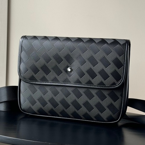 Montblanc 7077 Calfskin Pouch Italian Black Crossbody Bag 몽블랑 7077 카프스킨 파우치 이탈리아 블랙 크로스백 26cm