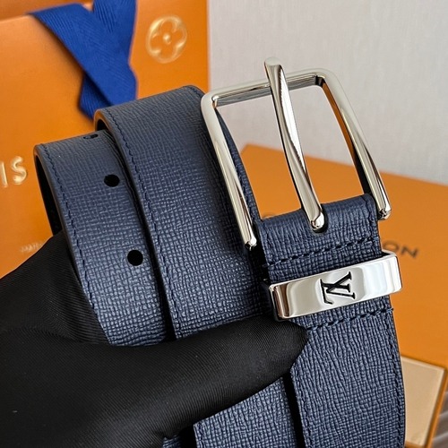 Louis Vuitton LV Initiales Rectangular Buckle Grained Leather Black Belt 루이비통 LV 이니셜 직사각 버클 그레인 레더 벨트 3.5cm