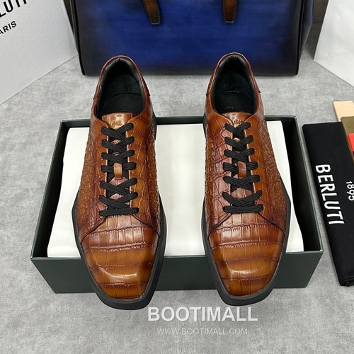 Berluti Stellar Diamond-Cut Croc-Embossed Cowhide Brown Sneakers 벨루티 스텔라 다이아몬드 컷 크로커 엠보스 소가죽 브라운 스니커즈