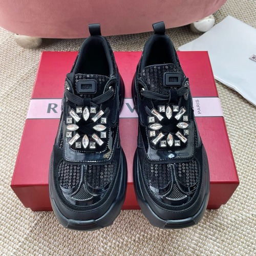 Roger Vivier Run Crystal Mesh Lambskin Sneakers 로저 비비에 크리스털 버클 메쉬 양가죽 스니커즈 굽높이7cm