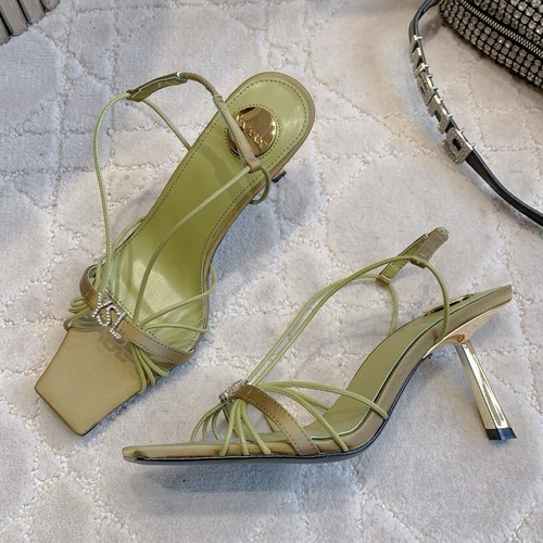 Saint Laurent Crystal Buckle High-Heel Lambskin Black Sandals 생로랑 크리스탈 버클 하이힐 램스킨 블랙 샌들 Heel 7cm