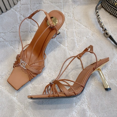 Saint Laurent Crystal Buckle High-Heel Lambskin Black Sandals 생로랑 크리스탈 버클 하이힐 램스킨 블랙 샌들 굽높이약 7cm