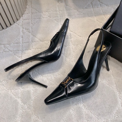 Saint Laurent Logo Slingback Square-Toe Pump Calfskin 생로랑 로고 슬링백 스퀘어토 펌프스 카프스킨